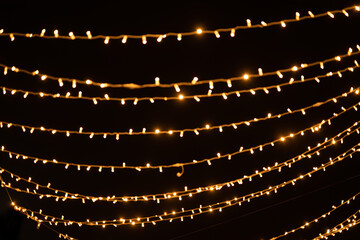 Gold abstract christmas bokeh on black background