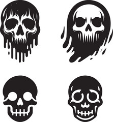 Art Deco skull black and white, Mordan vector design.