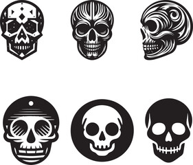 Art Deco skull black and white, Mordan vector design.