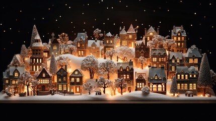 Festive Christmas Candy and Gingerbread Cottages in Artificial Snow