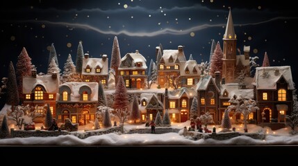 Fototapeta premium Festive Christmas Candy and Gingerbread Cottages in Artificial Snow