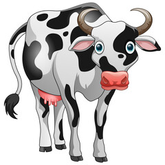 Cute cow cartoon isolated on white background. Vector illustration.