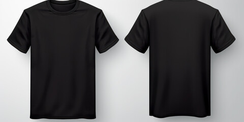 Design-Ready Black T-Shirt: Front and Back Views. Ai generative - obrazy, fototapety, plakaty