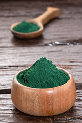 Spirulina is a blue green algae - Healthy dietary supplement powder