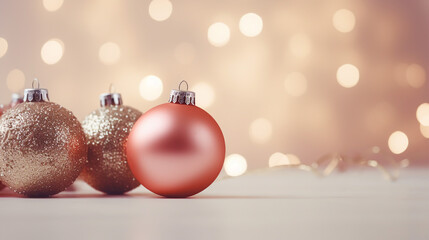Christmas Ornaments on Bright Silver Background: Festive Holiday Decorations in Red & White | Shiny Baubles, Glitter, Joy