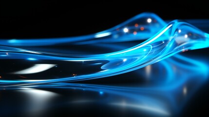 Serene Blue Waves of Light Flowing Gently in a Tranquil Abstract Digital Art Space