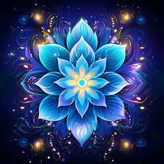 Cosmic Lotus Blossom in Vibrant Colors - Mandala Meditation Spiritual Life
