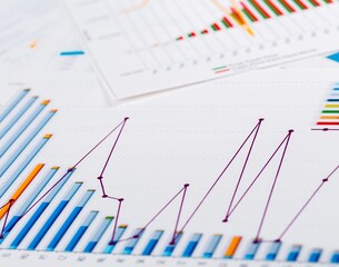 Fototapeta premium Business Charts and Graphs on office papers