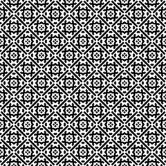 Black and white seamless abstract pattern. Background and backdrop. Grayscale ornamental design. Mosaic ornaments. Vector graphic illustration. EPS10.