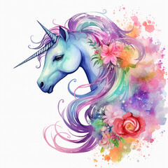 Obraz na płótnie Canvas Watercolor flower horse sublimation