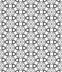 Black and white seamless abstract pattern. Background and backdrop. Grayscale ornamental design. Mosaic ornaments. Vector graphic illustration. EPS10.