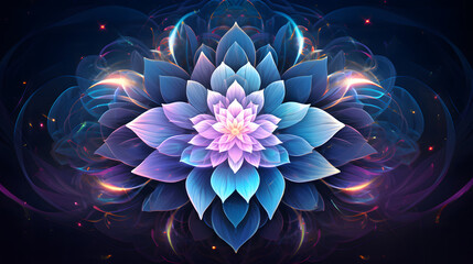 Mindful Cosmos: Lotus Flower Illuminated in Sacred Geometry