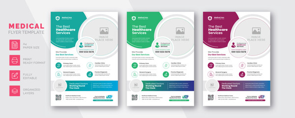 Modern healthcare and medical flyer design for hospital doctor clinic dental. Poster template decoration for exhibition, printing, presentation, and elegant layout.