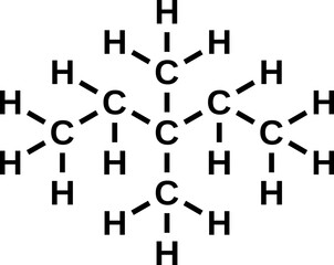 3,3-dimethylpentane structural chemical formula, heptane isomer vector illustration