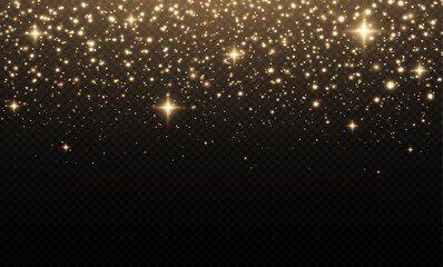 Fototapeta na wymiar Glittering effect of particles. The dust sparks and golden stars shine with special light.