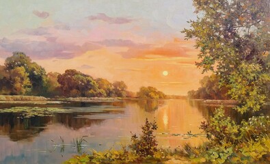 sunset by the river