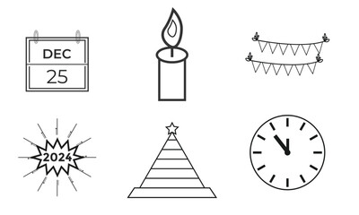 new year and christmas  celebration line icon, outline vector collection.