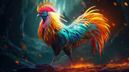 Fototapeta premium Mystical Creature: A Colorful Stunning Mythical Animal, Ideal for Screensavers and Desktop Backgrounds
