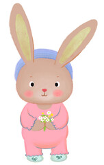 bunny with flowers ,