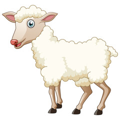Cute sheep standing on white background illustration. Vector