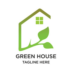 Green house logo design simple concept Premium Vector