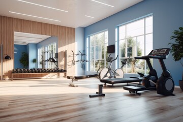 Fitness gym health club luxury villa .Home gym - obrazy, fototapety, plakaty