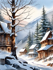 Naklejka premium winter. Generate AI