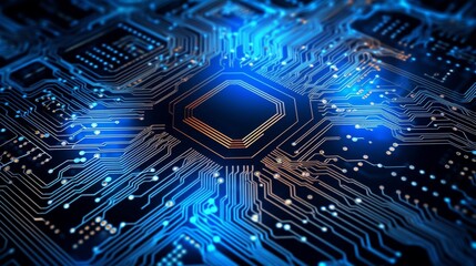 Circuit board electronic chip science and technology.Generative AI - obrazy, fototapety, plakaty