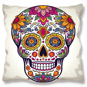 Traditional Calavera, ornate Sugar Skull isolated on white background. The day of the dead symbol.., Traditional Calavera, ornate Sugar Skull isolated on white background. The day of the dead symbol.
