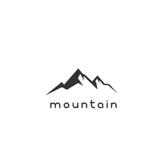 Mountain peak summit logo design. Outdoor hiking adventure icon set. Alpine wilderness travel symbol. Vector illustration.