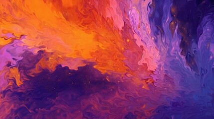 Hand painted background in violet and orange colours.Generative AI - obrazy, fototapety, plakaty