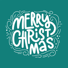 Merry Christmas - hand written lettering, modern calligraphy. Typography isolated on white background, vector illustration. Great for party posters and banners.