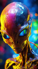 Extraterrestrial Encounter: A Vibrant and Stunning Alien Vision, Perfect for Screensavers and Desktop Backgrounds
