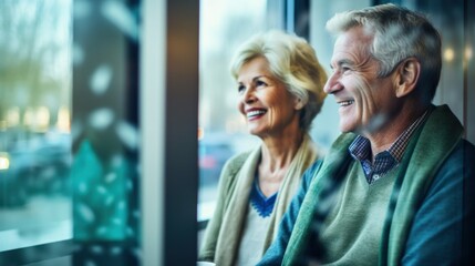 Obraz premium Elderly couple drinking coffee together