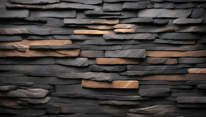 brown black slate stone background, peeled layers,