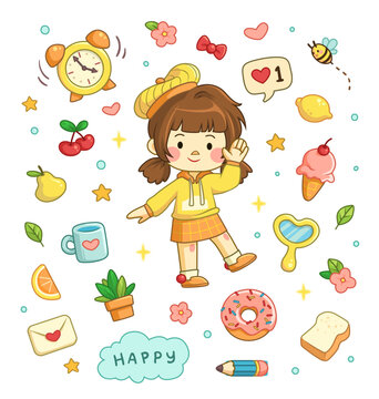 Happy Girl Daily Life Journaling Sticker