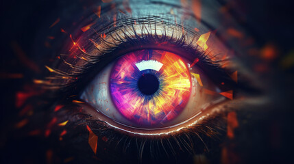 The All-Seeing Eye: Extremely Colorful and Dynamic, Perfect for Screensavers and Desktop Backgrounds, Volumetric Lighting - obrazy, fototapety, plakaty