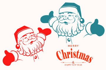 Cheerful Santa Claus face silhouette ,isolated design component