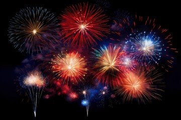 A Spectacular Display of Colorful Fireworks Lighting Up the Night Sky Created With Generative AI Technology