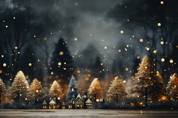 christmas background with fir tree and sparkling bokeh lights on background. Winter holiday theme. Happy New Year. Space for text. with sophisticated designs