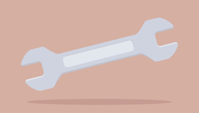 Wrench vector illustration - Flat design hand tool graphic object in grey colour on beige background