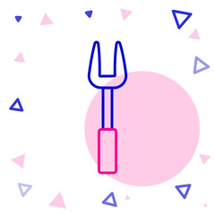 Line Barbecue fork icon isolated on white background. BBQ fork sign. Barbecue and grill tool. Colorful outline concept. Vector
