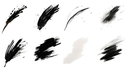 Collection set of paint strokes isolated on transparent or white background