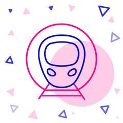 Line Train and railway icon isolated on white background. Public transportation symbol. Subway train transport. Metro underground. Colorful outline concept. Vector