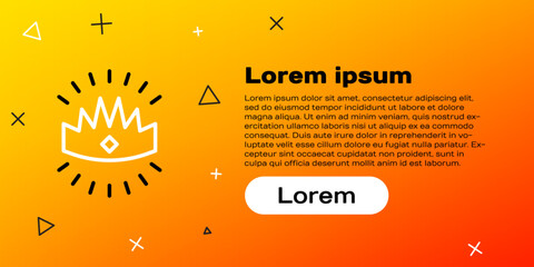 Line King crown icon isolated on yellow background. Colorful outline concept. Vector