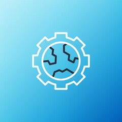Line Globe of the Earth and gear or cog icon isolated on blue background. Setting parameters. Global Options. Colorful outline concept. Vector