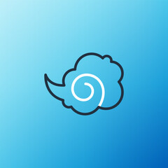 Line Magic fog or smoke icon isolated on blue background. Colorful outline concept. Vector