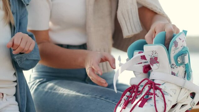 mom and daughter looking at the rollers