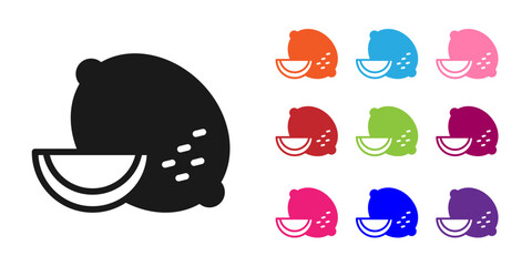 Black Lemon icon isolated on white background. Set icons colorful. Vector