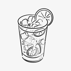 Hand drawn sketch cocktail. Alcohol drink coctail background. Composition for bar menu Doodle style vector illustration.